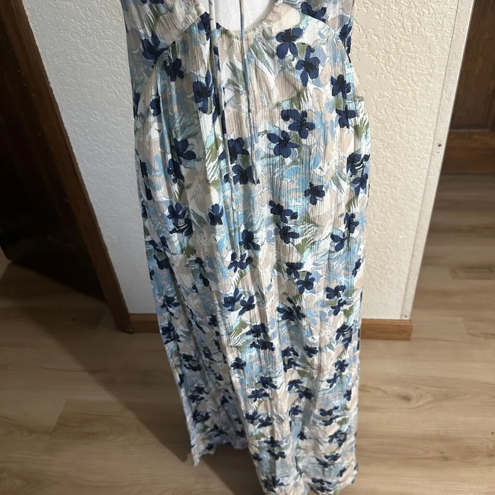 FREE PEOPLE BLUE MULBERRY KEYHOLE MAXI DRESS XTRA SMALL BOHO STRAPPY - Picture 10 of 15